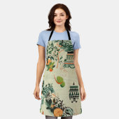 Tablier Motif d'oranges Ethereales avec temples Zen (Porté)