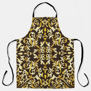 Tablier Motif doré baroque sans couture sur fond noir