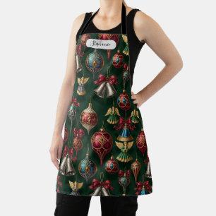 Tablier Motif d'ornement classique vert foncé personnalisé