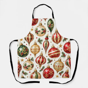 Tablier Motif d'ornement de Noël à l'aquarelle vintage