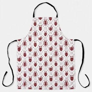 Tablier Motif Dragon Dot Imaginaire blanc et rouge Crimson