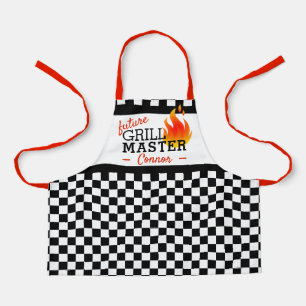 Tablier Motif Drapeau À damiers noir et blanc personnalisé