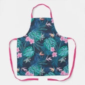 Tablier Motif du Jardin des Fleurs Tropicales Bleues (Recto)