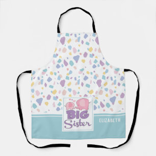 Tablier Motif éléphant grande sœur couleur pastel motif co
