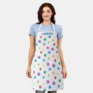Tablier Motif Empreintes de Pattes Colorées et Mignon Pers