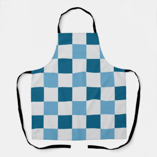 Tablier Motif en damier blanc et bleu