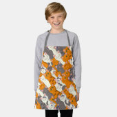 Tablier Motif en diagonale du chat noir blanc gingembre (Porté)