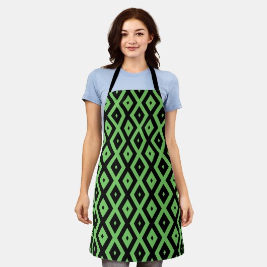 Tablier Motif en diamant vert citron et noir (Porté)