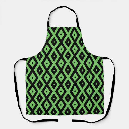 Tablier Motif en diamant vert citron et noir (Recto)