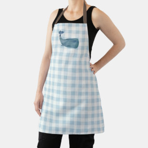 Tablier Motif En vichy Bleu Baleine Sur Tout Apron