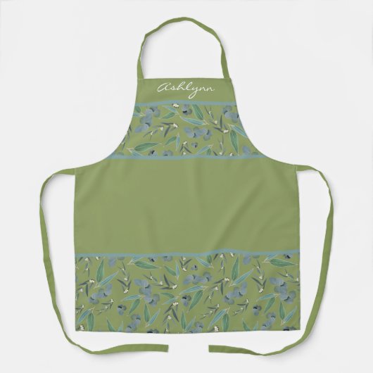 Tablier Motif Eucalyptus Vert Sage Personnalisé (Recto)