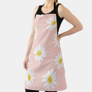 Tablier Motif fantaisiste de marguerite blanche sur tablie