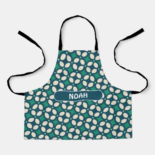 Tablier Motif feuille bleu vert minimal (Recto)