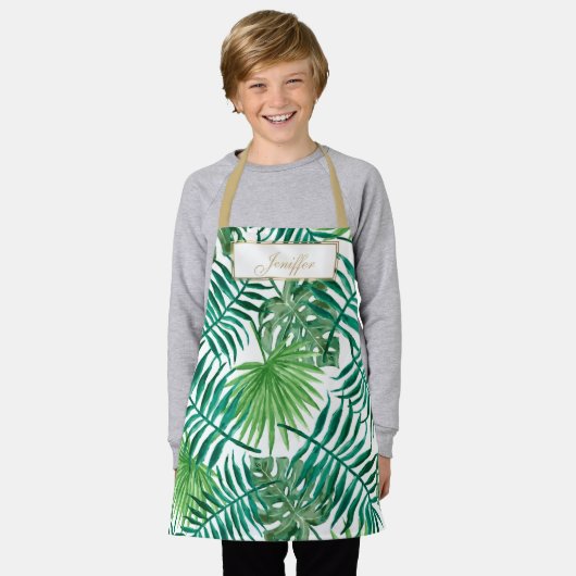 Tablier Motif Feuille de la forêt tropicale. (Porté)
