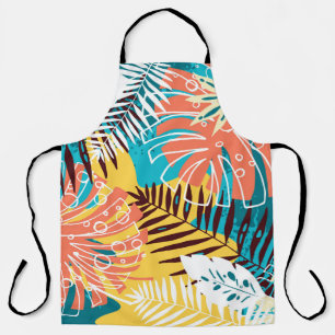 Tablier Motif feuille de la jungle tropicale colorée.