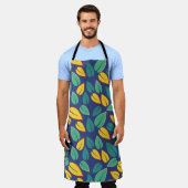 Tablier Motif Feuille vert et jaune en chute (Porté)
