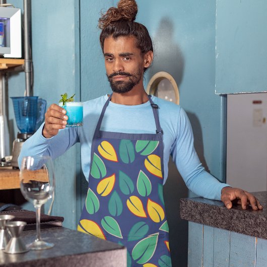 Tablier Motif Feuille vert et jaune en chute