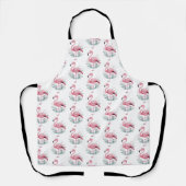 Tablier Motif Flamant rose et fleurs (Recto)