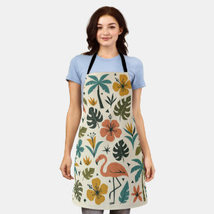 Tablier Motif Flamant Tropical et Palmier