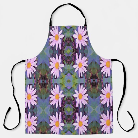 Tablier Motif Fleur de marmite rose rétro (Recto)