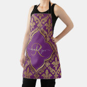 Tablier Motif fleur monogramme or et pourpre royal (Insitu)