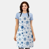 Tablier Motif Flocon de Neige Bleu (Porté)
