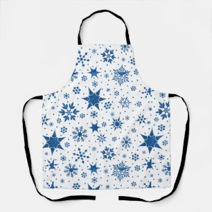 Tablier Motif Flocon de Neige Bleu