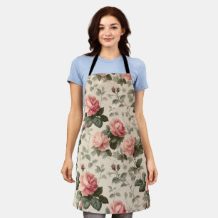 Tablier Motif floral à la crème de rose rose classique