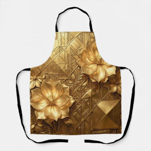 Tablier Motif floral Art Déco doré luxueux en relief