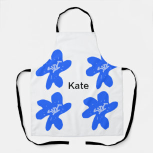 Tablier Motif floral bleu aquarelle ajouter nom