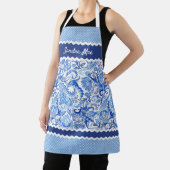 Tablier Motif floral bleu blanc sur mesure (Insitu)