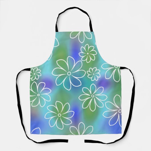 Tablier Motif floral bleu et vert (Recto)