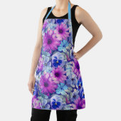 Tablier Motif Floral bleu magenta rose (Insitu)