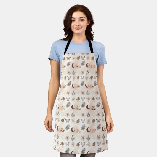 Tablier Motif floral céleste boho (Porté)
