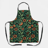 Tablier Motif floral complexe avec feuilles vertes (Recto)