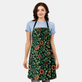 Tablier Motif floral complexe avec feuilles vertes (Porté)
