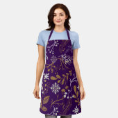Tablier Motif floral complexe avec or et blanc  (Porté)