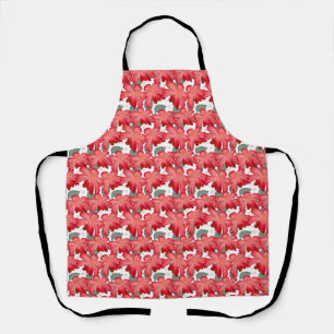 Tablier Motif floral corail vibrant   Fleurs rouges audaci