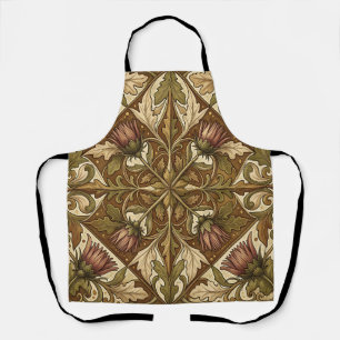 Tablier Motif floral de chardon brun chaud victorien
