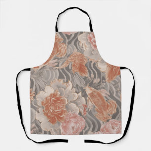 Tablier Motif floral de chinoiserie Coral Koi