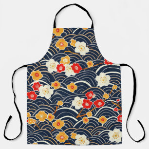 Tablier Motif floral de fleur de prunier à vague japonaise