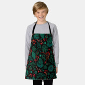 Tablier Motif floral de Noël aquarelle | Apron (Porté)