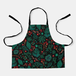 Tablier Motif floral de Noël aquarelle Apron
