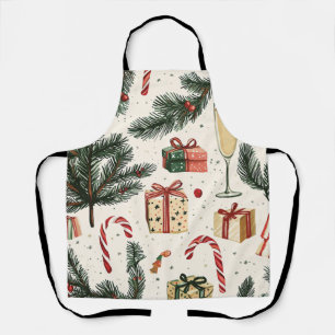 Tablier Motif floral de Noël au poinsettia