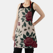 Tablier Motif floral de roses rouge foncé avec des feuille (Insitu)