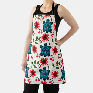 Tablier Motif floral de tortue mignonne  