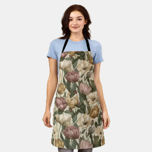 Tablier Motif floral de tulipe multicolore de style jardin
