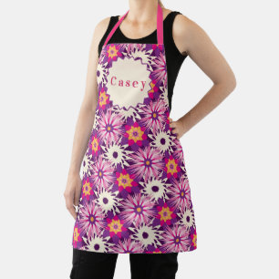 Tablier Motif floral décoratif rose violet Astra moderne