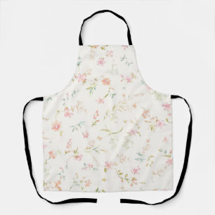 Tablier Motif floral délicat à l'aquarelle Fleur rose