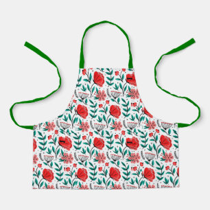 Tablier Motif floral dessiné à la main coloré.